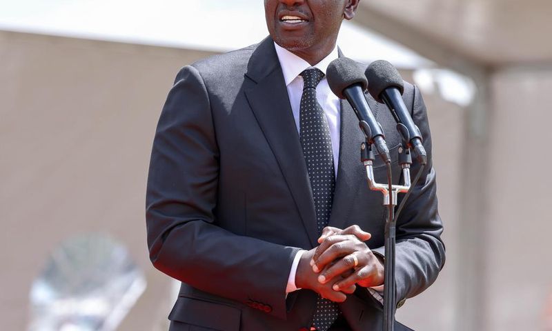 President William Ruto speaking during the marathon champion's funeral service in Chepkorio