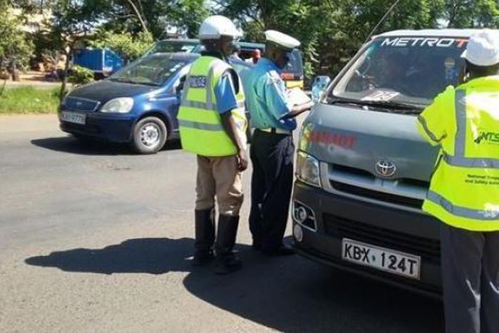 NTSA officials inspecting a PSV vehicle
