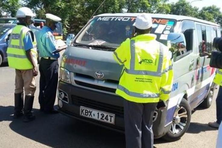 NTSA officials inspecting a PSV vehicle