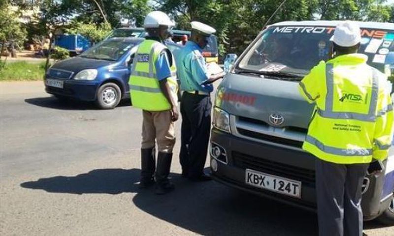 NTSA officials inspecting a PSV vehicle