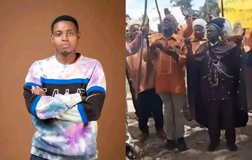 A collage image of the late Brian Chira and elders performing a ritual at his home