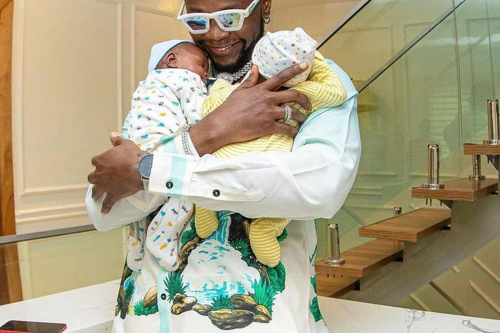 Nigerian singer Kizz Daniel and his sons Jalil and Jelani [Instagram/KizzDaniel]