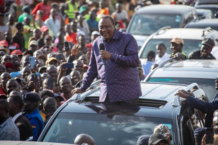 Retired President Uhuru Kenyatta interacting with the public in the company of Raila Odinga in a series of rallies in Yala, Luanda and Kisumu shortly after attending the burial of former Education CS George Magoha on February 11, 2023