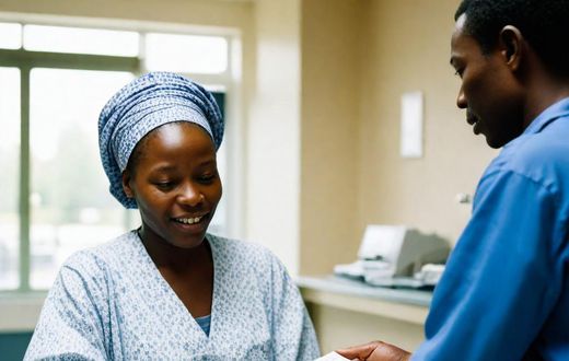 AI-generated image of a -patient-in-a-hospital-reception
