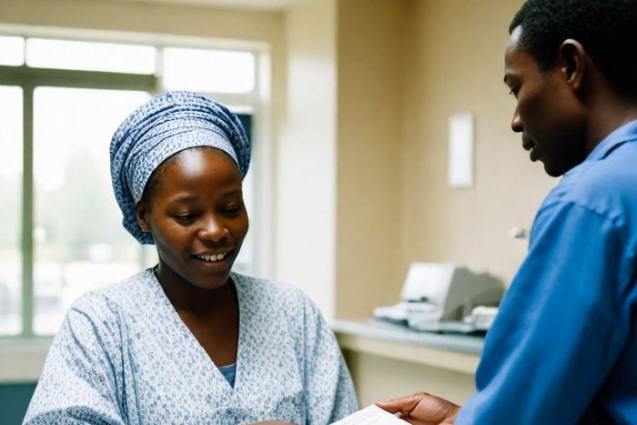 AI-generated image of a -patient-in-a-hospital-reception