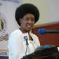 Teachers Service Commission (TSC) CEO Dr Nancy Macharia speaking during launch of live-streamed lessons at the Alliance Girls High School
