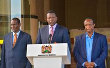 Energy CS Davis Chirchir and Chairperson of Ruto's Council of Economic Advisors David Ndii during a press briefing on March 14, 2023