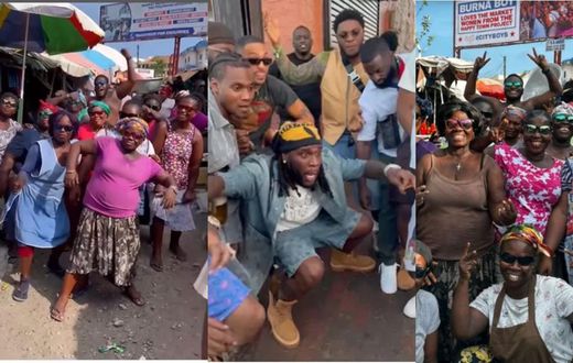 Burna Boy shows love to Ghanaian market women