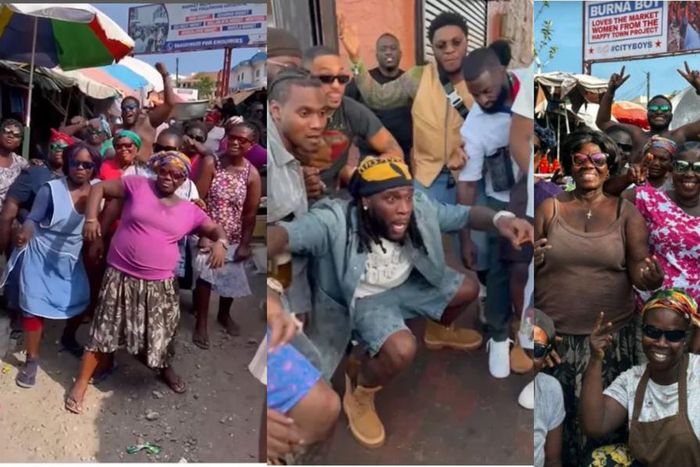 Burna Boy shows love to Ghanaian market women