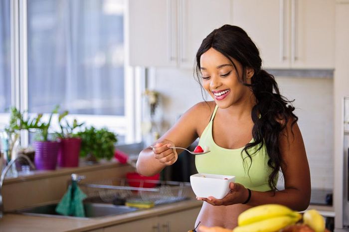 A lady preparing a meal