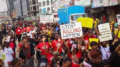 Protestors during the end femicide march