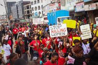 Protestors during the end femicide march