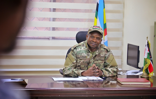 Interior CS Kithure Kindiki during a security briefing meeting with Wajir County Security and Intelligence Committee on July 4, 2023