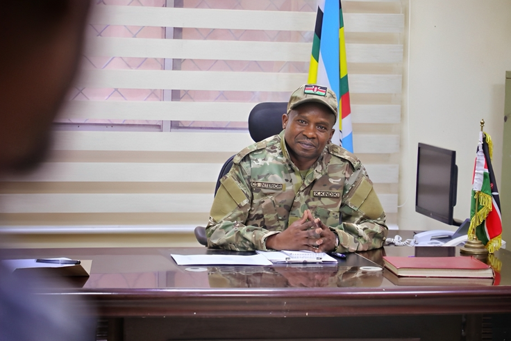 Interior CS Kithure Kindiki during a security briefing meeting with Wajir County Security and Intelligence Committee on July 4, 2023