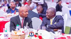 Kiambu gubernatorial candidate Moses Kuria with Kenya Kwanza presidential running mate Rigathi Gachagua during Kuria's manifesto launch on May 28, 2022
