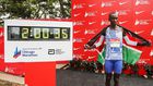 File image of the late Kelvin Kiptum after setting a new Marathon World Record in Chicago
