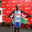 File image of the late Kelvin Kiptum after setting a new Marathon World Record in Chicago