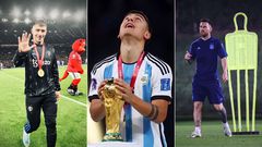From left: Lisandro Martinez, Paulo Dybala and Lionel Messi