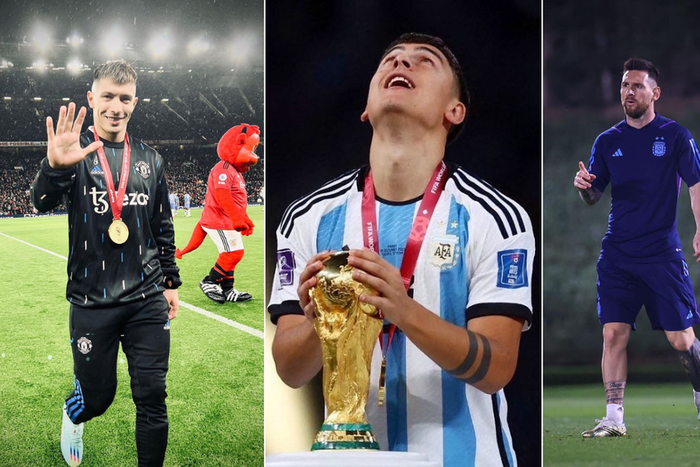 From left: Lisandro Martinez, Paulo Dybala and Lionel Messi