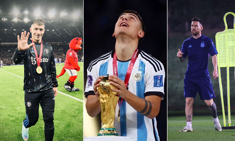 From left: Lisandro Martinez, Paulo Dybala and Lionel Messi