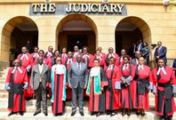 President William Ruto and Deputy President Rigathi Gachagua with Chief Justice Martha Koome and judges during the launch of the State of the Judiciary and the Administration of Justice annual report on November 4, 2022