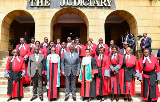 President William Ruto and Deputy President Rigathi Gachagua with Chief Justice Martha Koome and judges during the launch of the State of the Judiciary and the Administration of Justice annual report on November 4, 2022