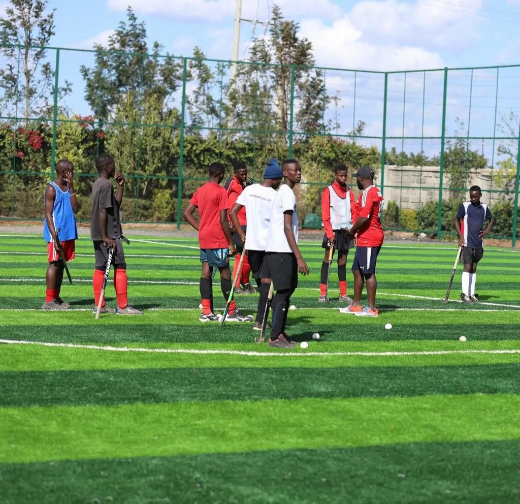 Hockey players during a training session at the NOC-K Youth Camp in Isinya/COURTESY