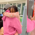Diamond bidding farewell to daughter Tiffah at the airport on April 25