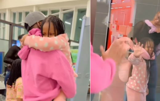Diamond bidding farewell to daughter Tiffah at the airport on April 25