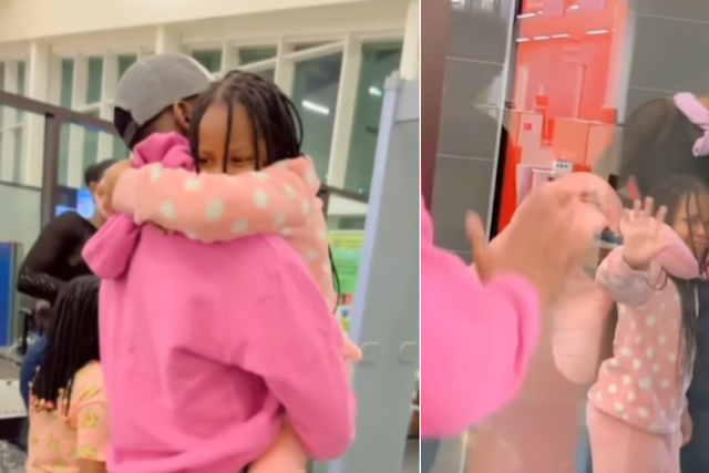 Diamond bidding farewell to daughter Tiffah at the airport on April 25
