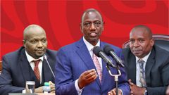 Collage of President William Ruto, Trade CS Moses Kuria and Interior CS Kithure Kindiki