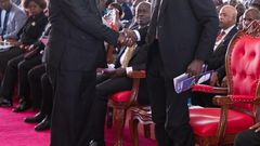 Heartwarming moment as Ruto receives Raila in first public meeting after elections