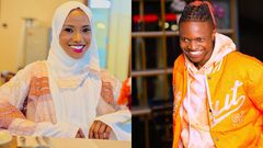 A collage showing images of singer Mr Seed and his baby mama Elizabeth Sonia