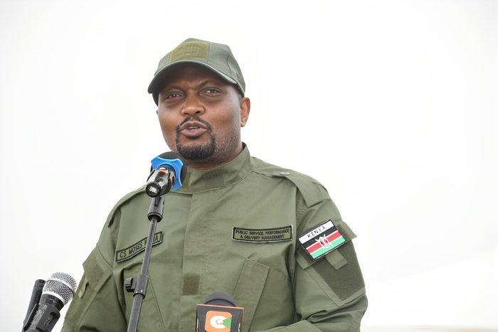 Cabinet Secretary Moses Kuria during launch of the NYS interventions for Agriculture and Food Security in Trans Nzoia County on November 2, 2023