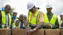 President William Ruto during a tour of Emgwen Affordable Housing Project in Nandi County on January 16, 2024