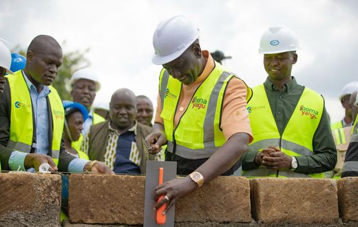 President William Ruto during a tour of Emgwen Affordable Housing Project in Nandi County on January 16, 2024