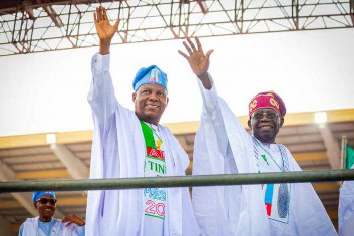 President Bola Tinubu (right) and Vice-President Kashim Shettima (left) [Twitter/@officialABAT]