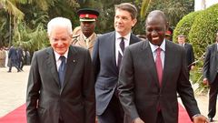 Kenyan President William Ruto and  Italian President Sergio Mattarella at State House on March 14