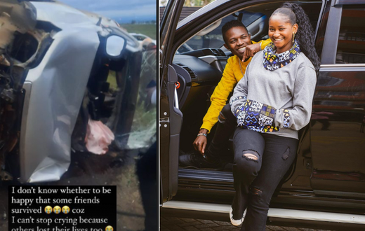 Screenshot of the accident [left] and Mr Seed poses for a photo with his wife Nimo