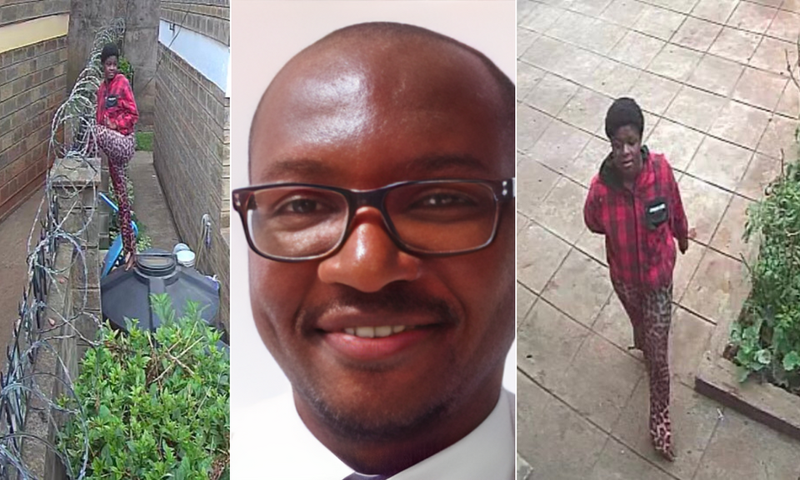 A suspect fleeing from Nairobi Hospital finance director Erick Maigo's house in Nairobi