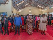 From Left John Paul Mwirigi, CS Mithika Linturi, First Lady Rachel Ruto and Kawira Mwangaza during a church service in Maua, Meru County, on March 5, 2023