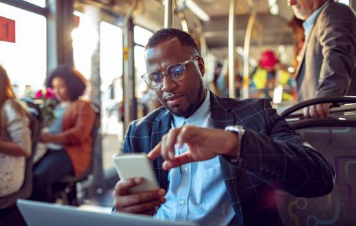 A man using a phone in public