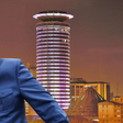 A collage of President William Ruto and KICC building in Nairobi