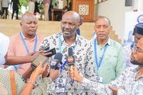 Murang’a Senator and Chairperson of the Senate Committee on Education, Joe Nyutu,speaking to the media on January 24, 2023