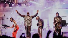 Sauti Sol members during a live performance