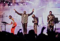 Sauti Sol members during a live performance