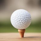 An AI-generated image of a golf ball on a tee