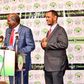 Outgoing IEBC Chair Wafula Chebukati and commissioners Boya Molu & Abdi Guliye during the launch of the Post-election Evaluation Report in Nairobi