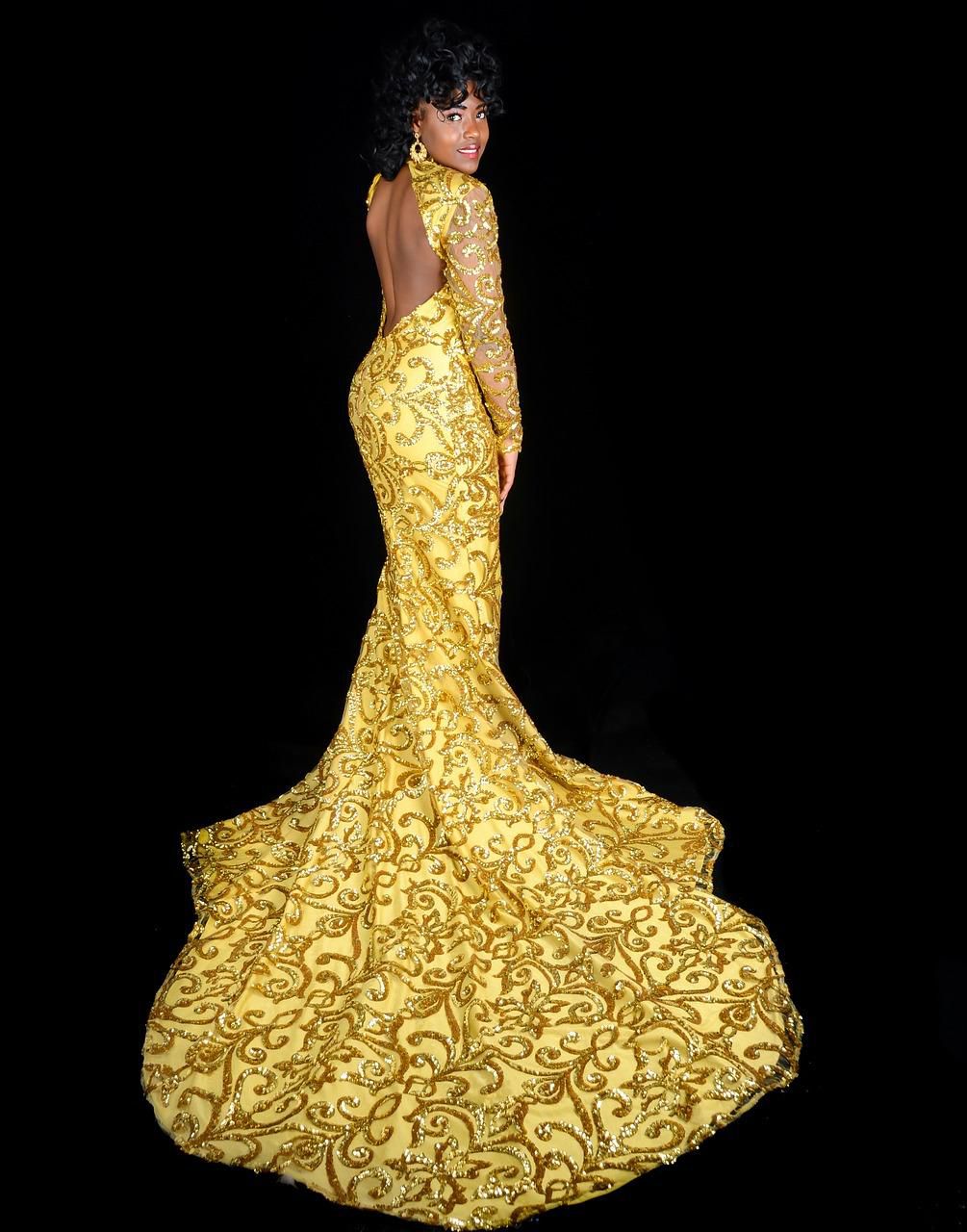 A lady in formal evening dress