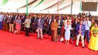 President and other leaders during a church service in Kerugoya stadium in Kirinyaga county